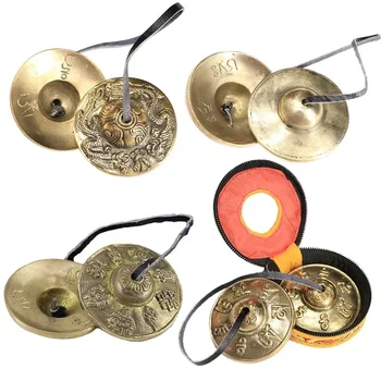 2,6 Zoll/6,5 cm tibetische Meditation Tingsha Beckenglocke Mindfulnee Kupfer buddhistische Nepal Bronze