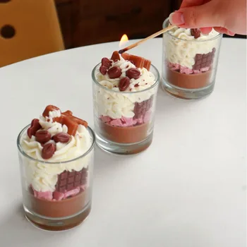 6x10cm Schokoladen-Milchshake-Dessert-Duftkerze, Schokoladen-Duftbecherkerze, Geburtstags-Geschenk für beste