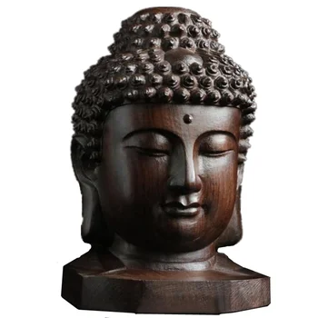 2.36 ''Holz Sakyamuni Statue 6cm Holz Buddha kreative Tath agata Figuren Mahagoni Indien Kopf Handwerk Auto