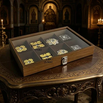 Religiöses Geschenkset für den Hausaltar, Orthodoxe Katholische Nachtlampenhalter in Holzbox, Christliche