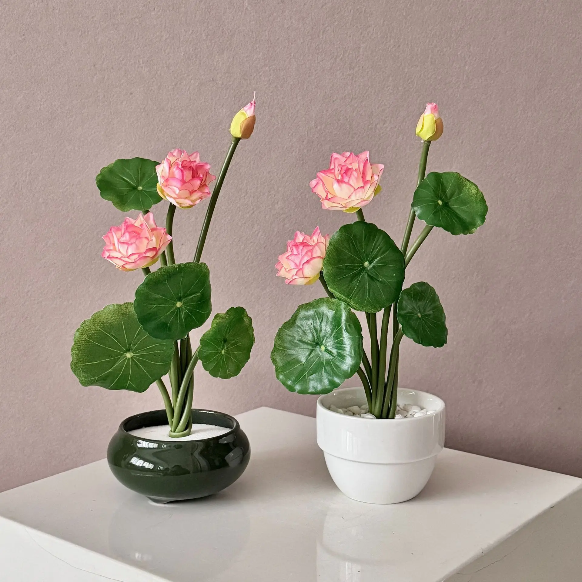 26 cm Lotus-Kunstblume, lebensechte Seerose, Mikrolandschaft – Bild 2