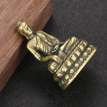 Vintage Messing sitzen Buddha Figur kleine Sakyamuni Statue für Sammlung Reise Anbetung antike Home