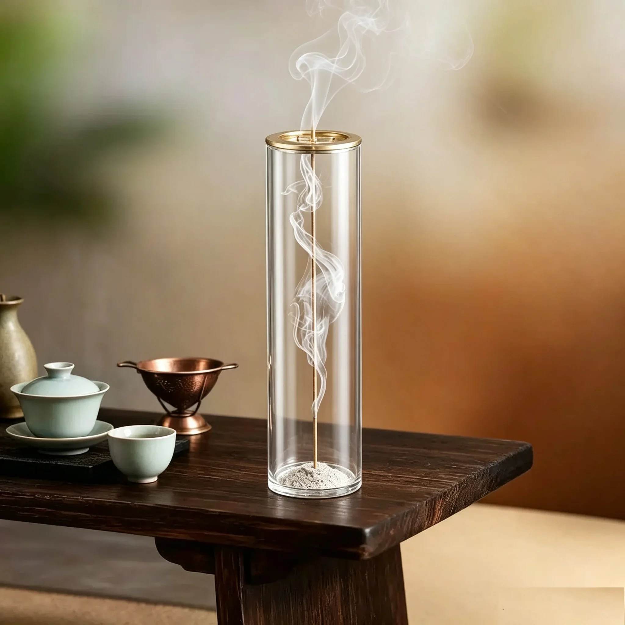 Rohrformiger Räucherstäbchenhalter aus Glas, vertikaler – Bild 4