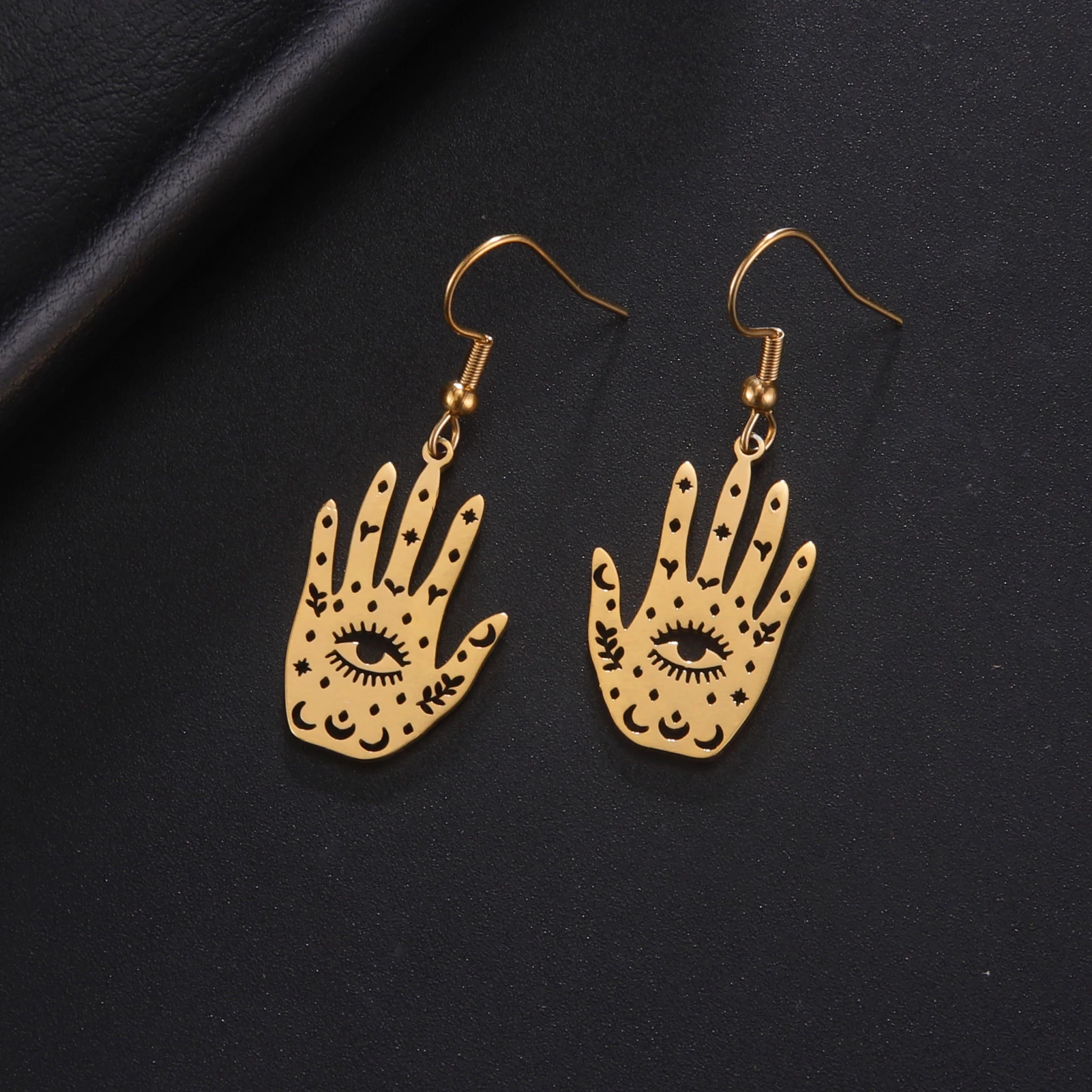 LIKGREAT Böser Blick Hamsa Ohrringe für Frauen Hand von Fatima Schutz Amulett Edelstahl Tropfen Ohrringe