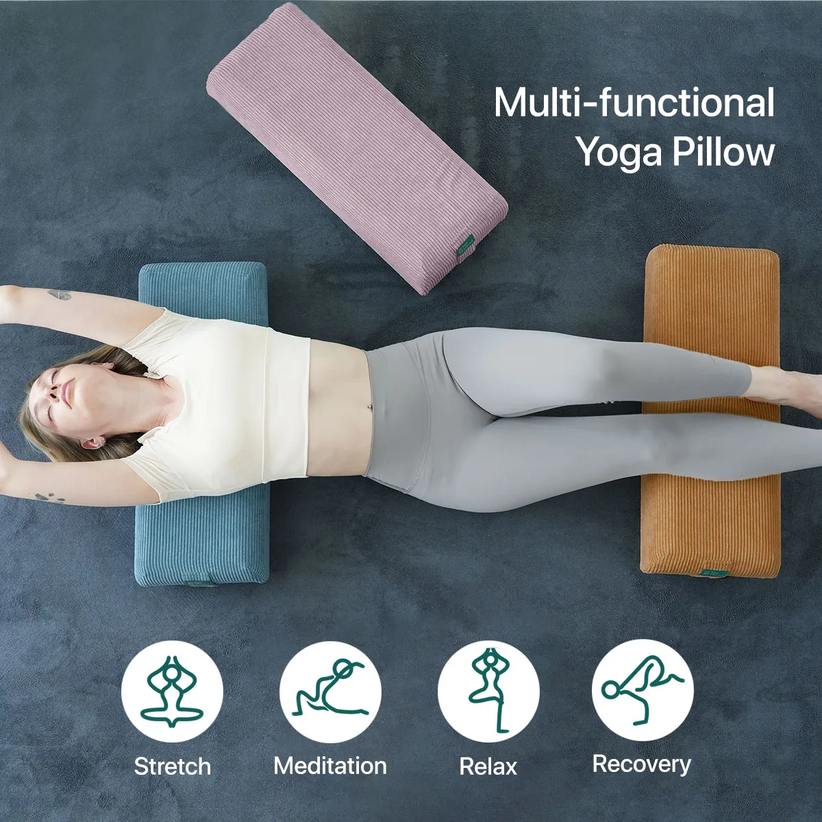 Yoga-Bolster-Kissen, Rechteckiges Meditationskissen, Leichtes Yoga-Zubehör, Regenerierendes Yoga-Kissen