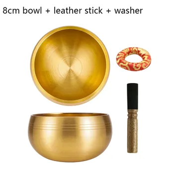 Messing-Buddha-Klangschale für Gesang und Meditation, Nepalesische Mantra-Schale mit Lederstab