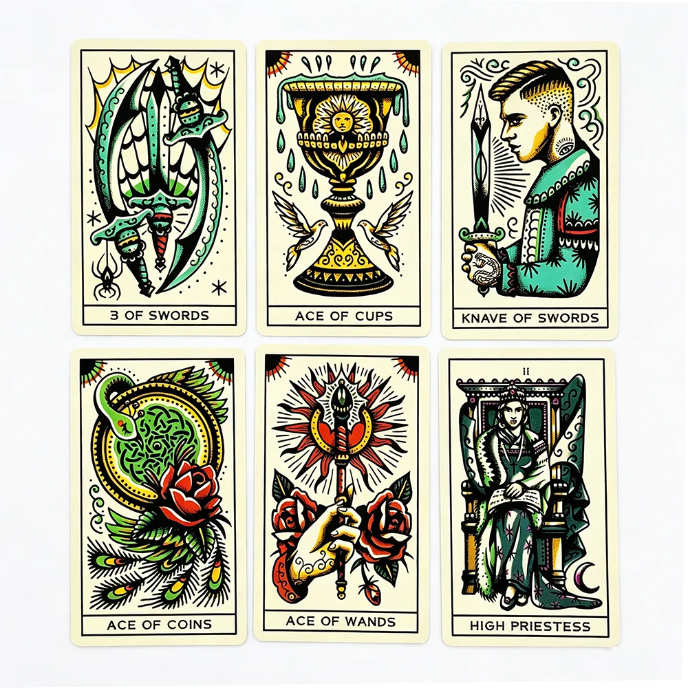Die Tattoo-Tarotkarten, ein 78-teiliges Orakel-Deck, englische Visions – Bild 3