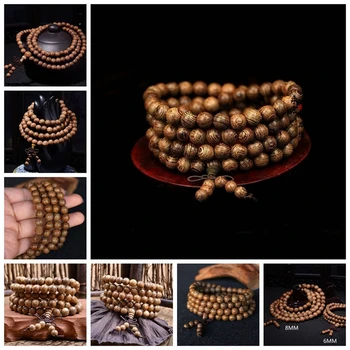 Schicke 108 Holz Perlen buddhistischen Buddha Gebet Perle Mala Armreif Armband Halskette