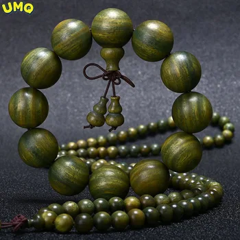 Grünes Sandelholz buddhistisches Gebet Malas Buddha Perlen Armband natürliche duftende Holz perlen wurzel