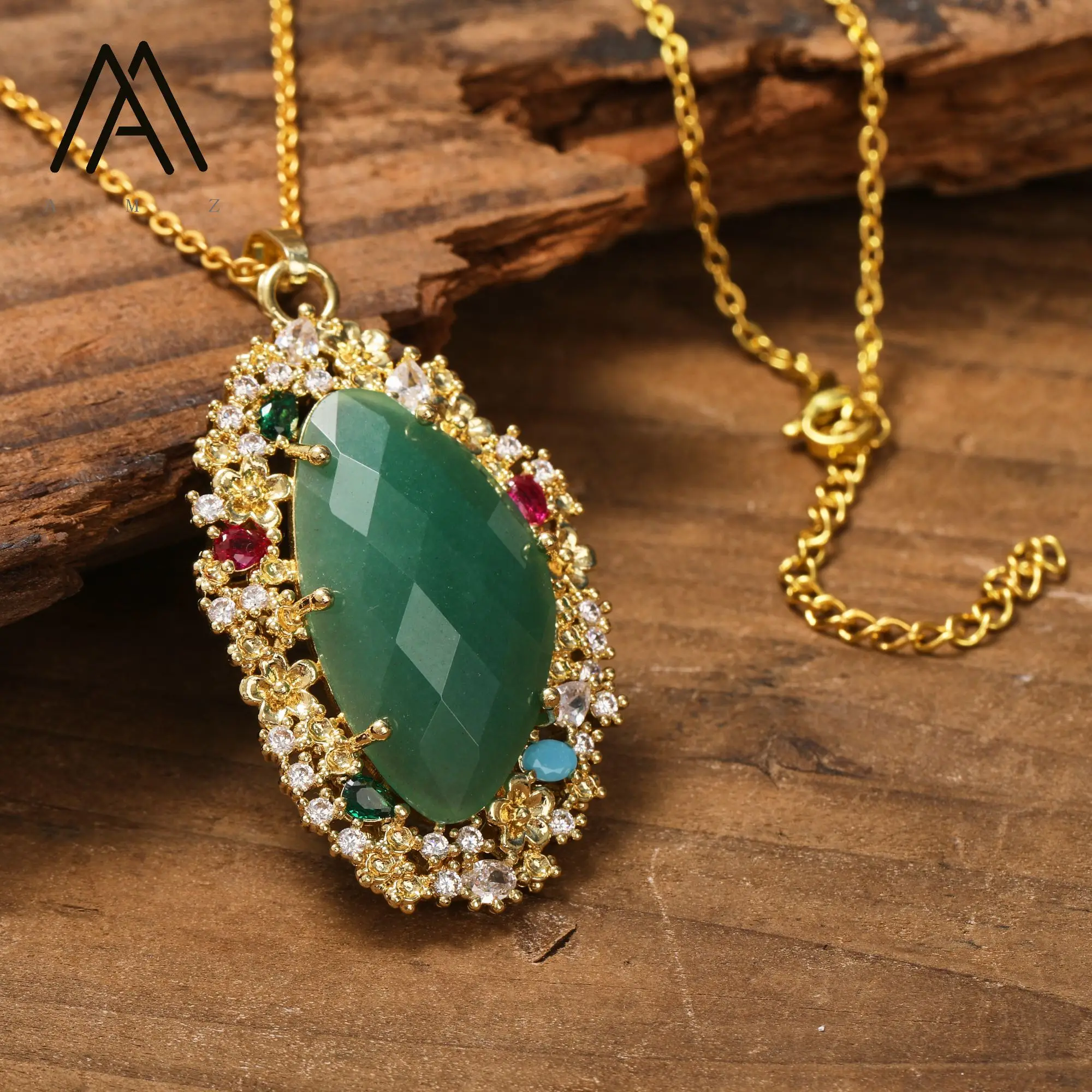 Natürliche Quarz-Edelstein-Halskette im europäischen und amerikanischen Stil, Juwelen, elegante mehrfarbige