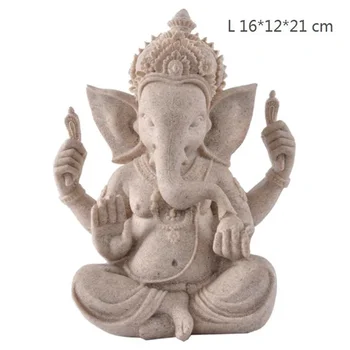 Sandstein-Kunsthandwerksskulptur, sitzende Meditation, Buddha-Statue, Elefant-Ganesha-Skulptur, Räuchergefäß
