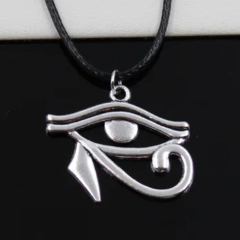Mode Anhänger Altes Ägypten Auge des Horus Halskette Halsband Schwarz Lederband Fabrik Preis Handgemachten