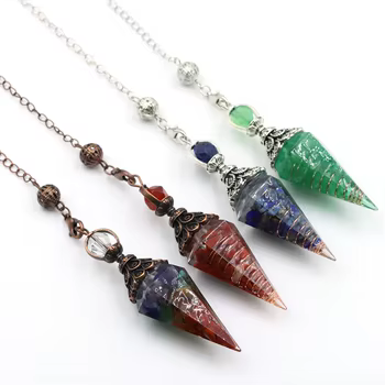 Naturstein Kristall Pendel Halsketten Sechseck Kegel Schotter Amethyst Chakra Balance Zubehör für Hexerei