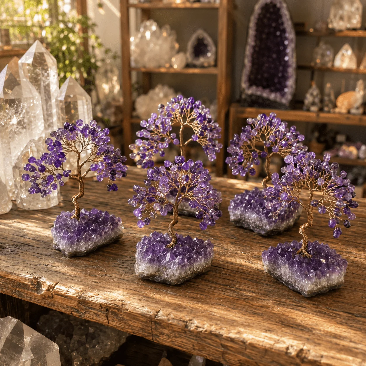 Zufällig angeordnete, natürliche Amethyst-Cluster-Baum-Skulptur – Bild 4