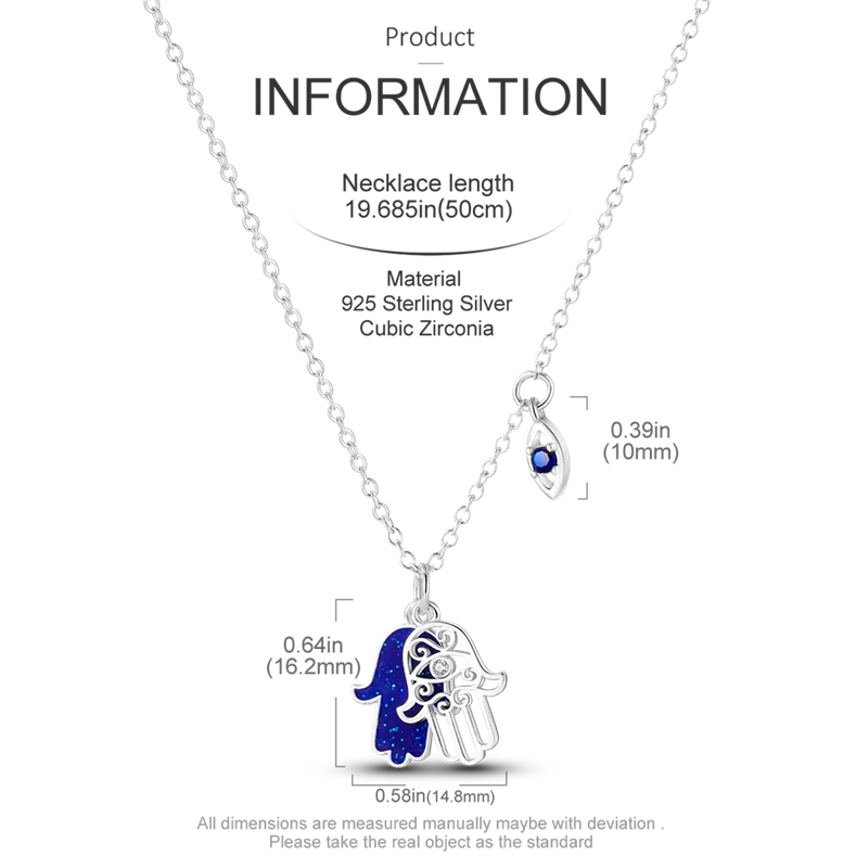 Halskette mit Anhänger aus 925er-Sterlingsilber, Hamsa-Hand der – Bild 5
