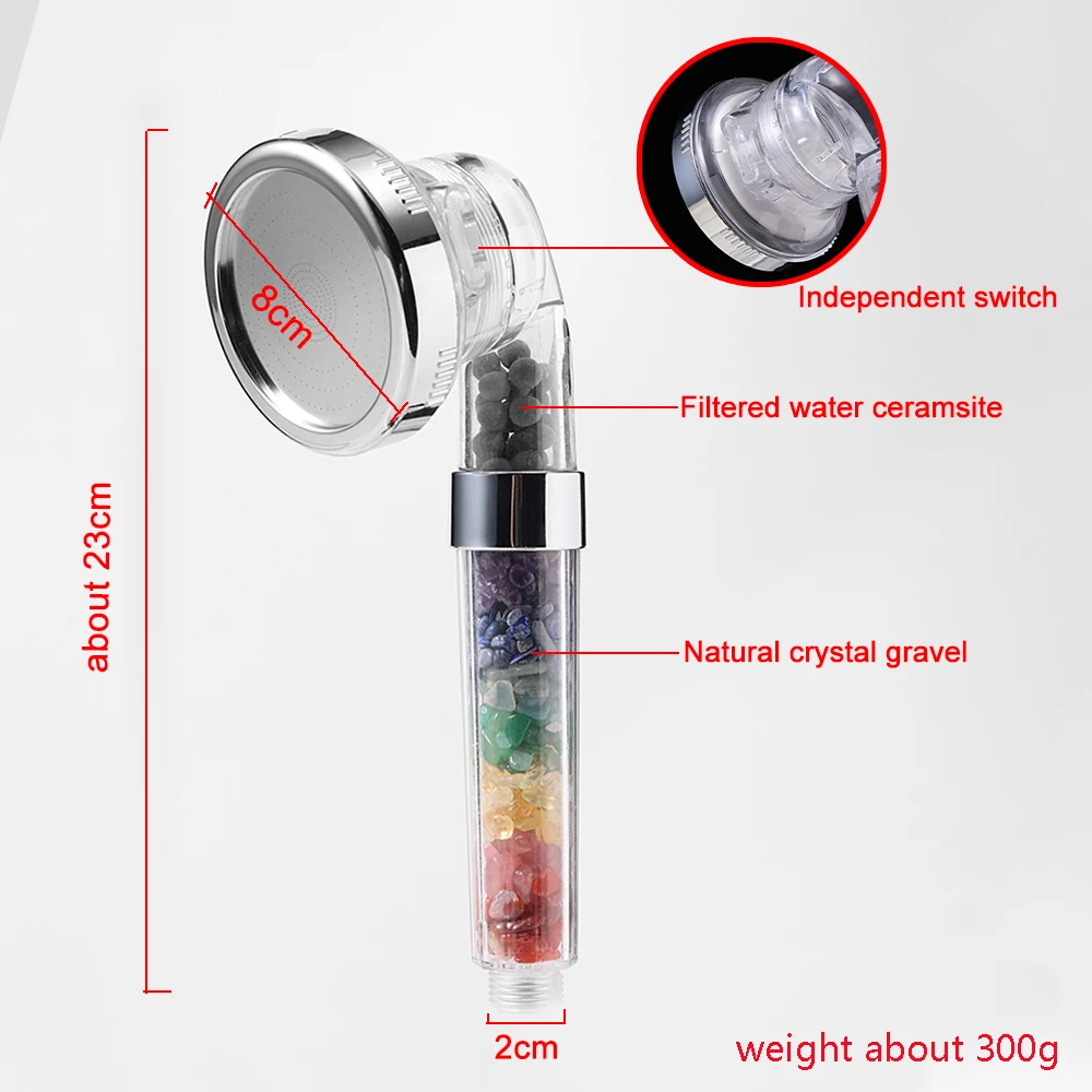 Natürliche Kristall Sieben Chakra Kiese Dusche Kopf Amethyst Edelstein – Bild 2