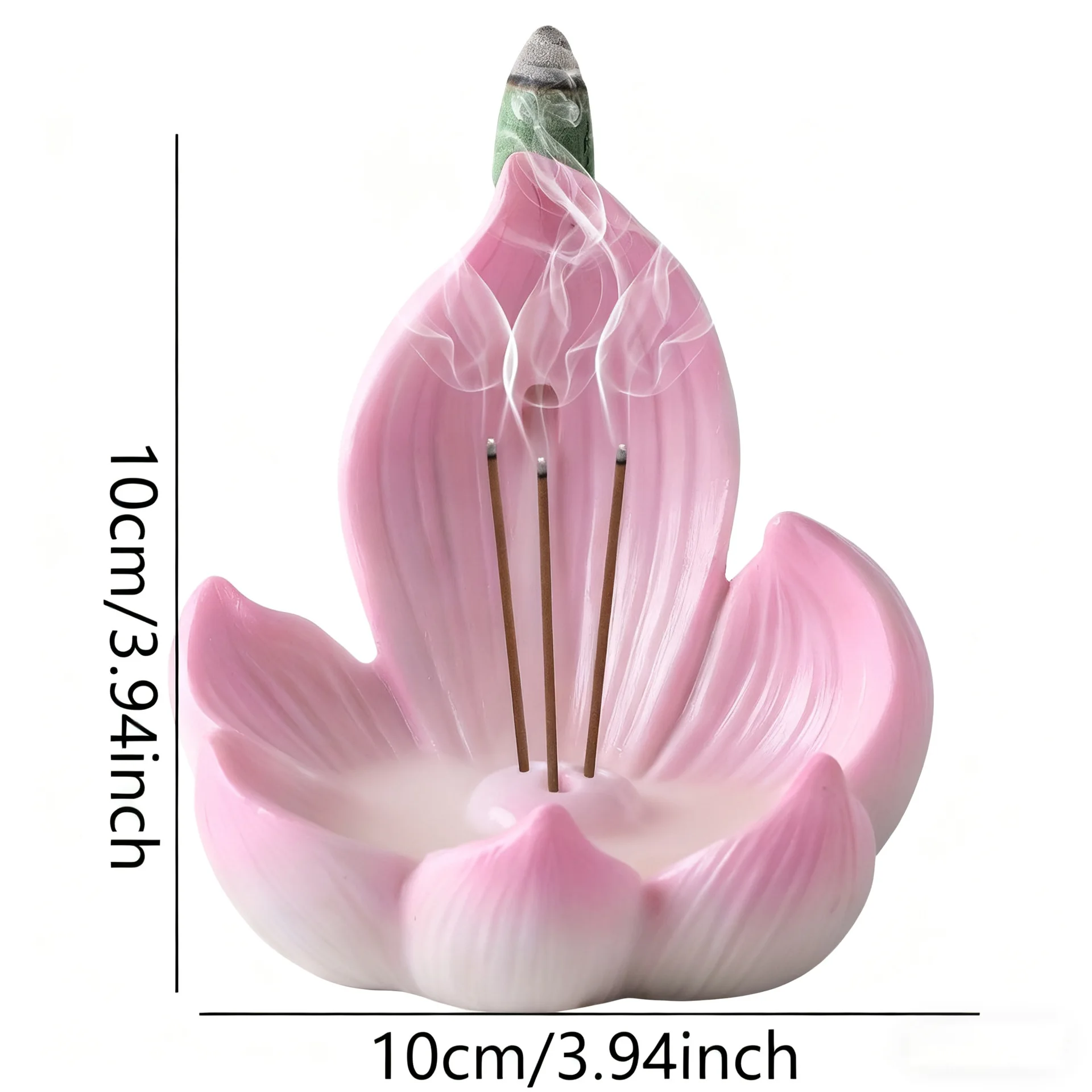 Harz-Lotus-Räucherstäbchenhalter für Räucherstäbchen, handgefertigter rosa Blumen-Räucheraschenfänger