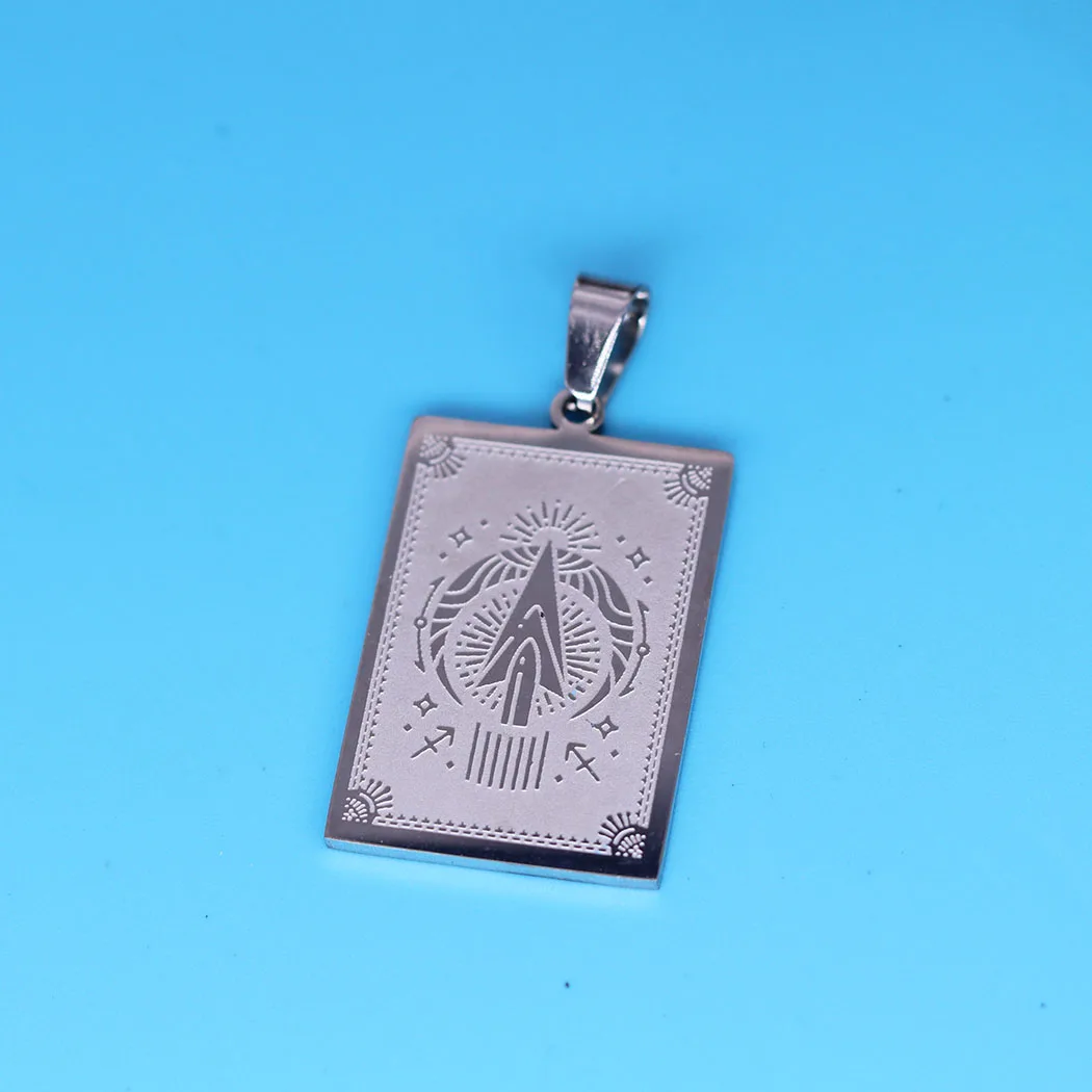 Edelstahl Quadrat Sternzeichen Anhänger Horoskop 12 Konstellationen Schütze Für Halskette Schmuck (2 Stück)