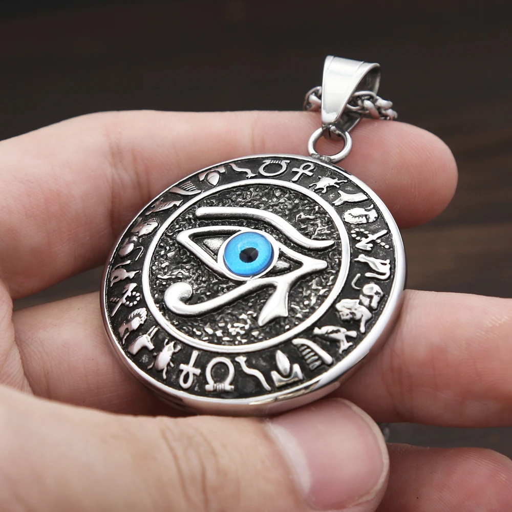 Vintage Auge von Horus Anhänger Halskette für Männer Frauen Edelstahl – Bild 5
