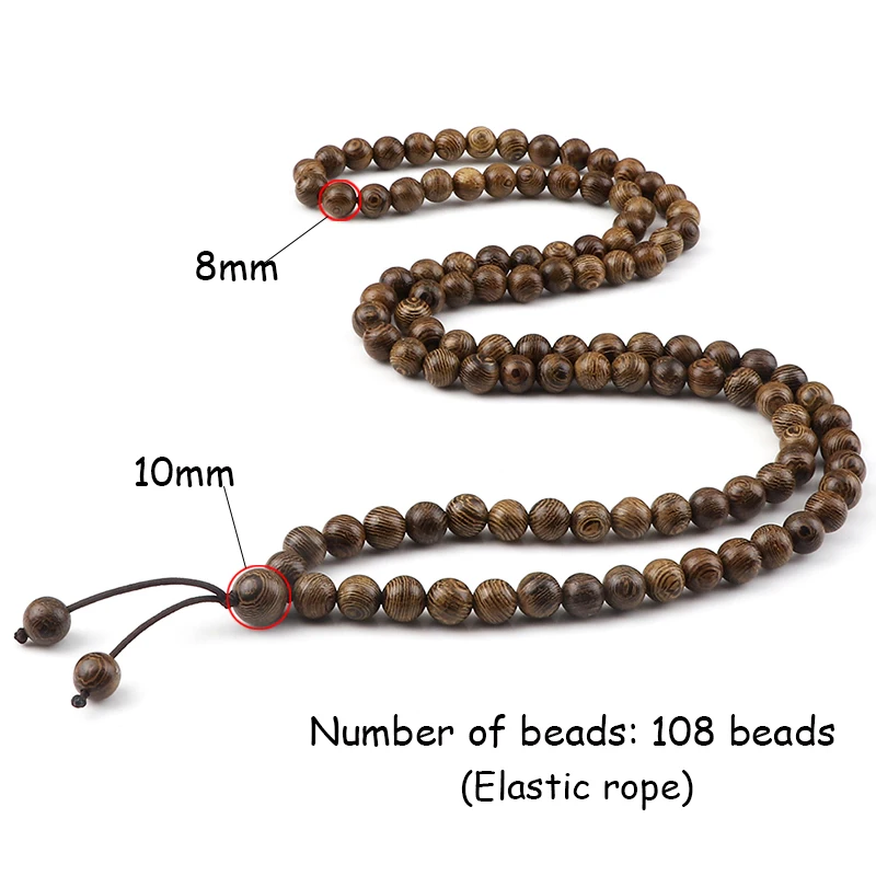 Mehrschichtiges Armband mit 108 Holzperlen, 8 mm – Bild 3