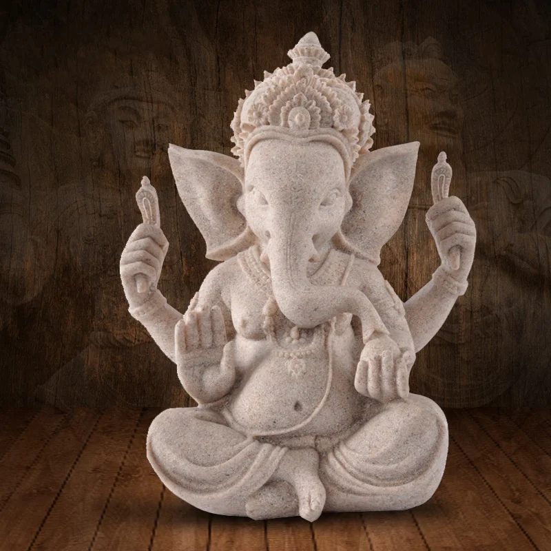 Bronze Farbe Herr Ganesha Statue Buddha Ornamente Elefant Hindu Gott Skulptur Figuren Home Office Dekoration