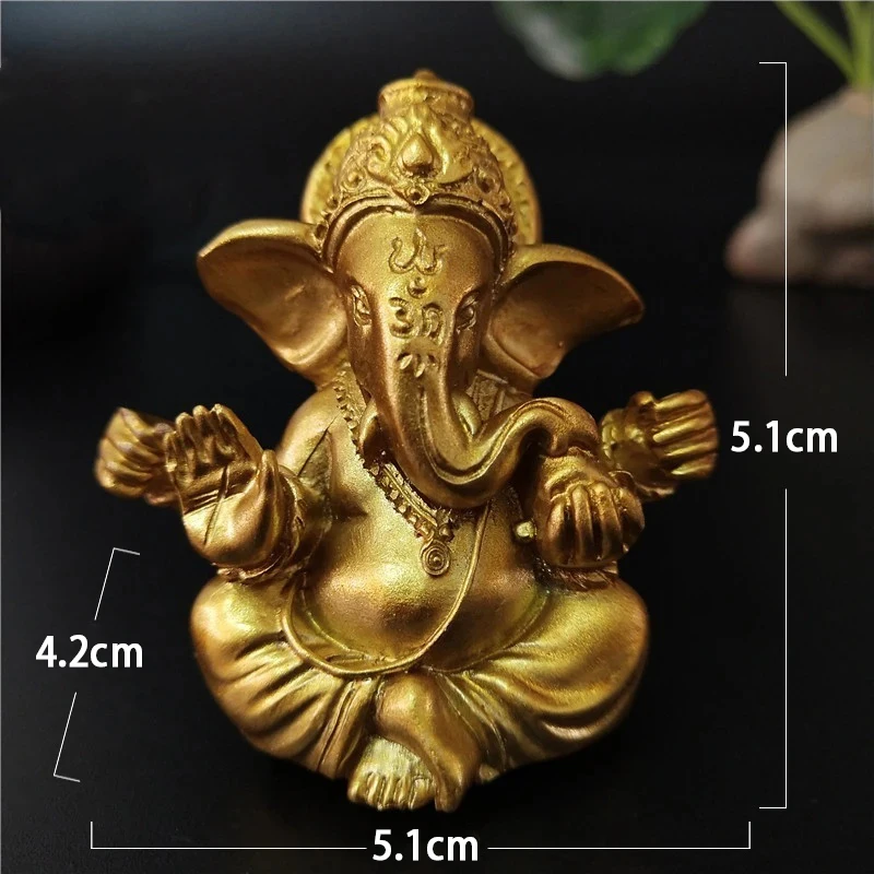 Bronze Farbe Herr Ganesha Statue Buddha Ornamente Elefant Hindu Gott – Bild 4
