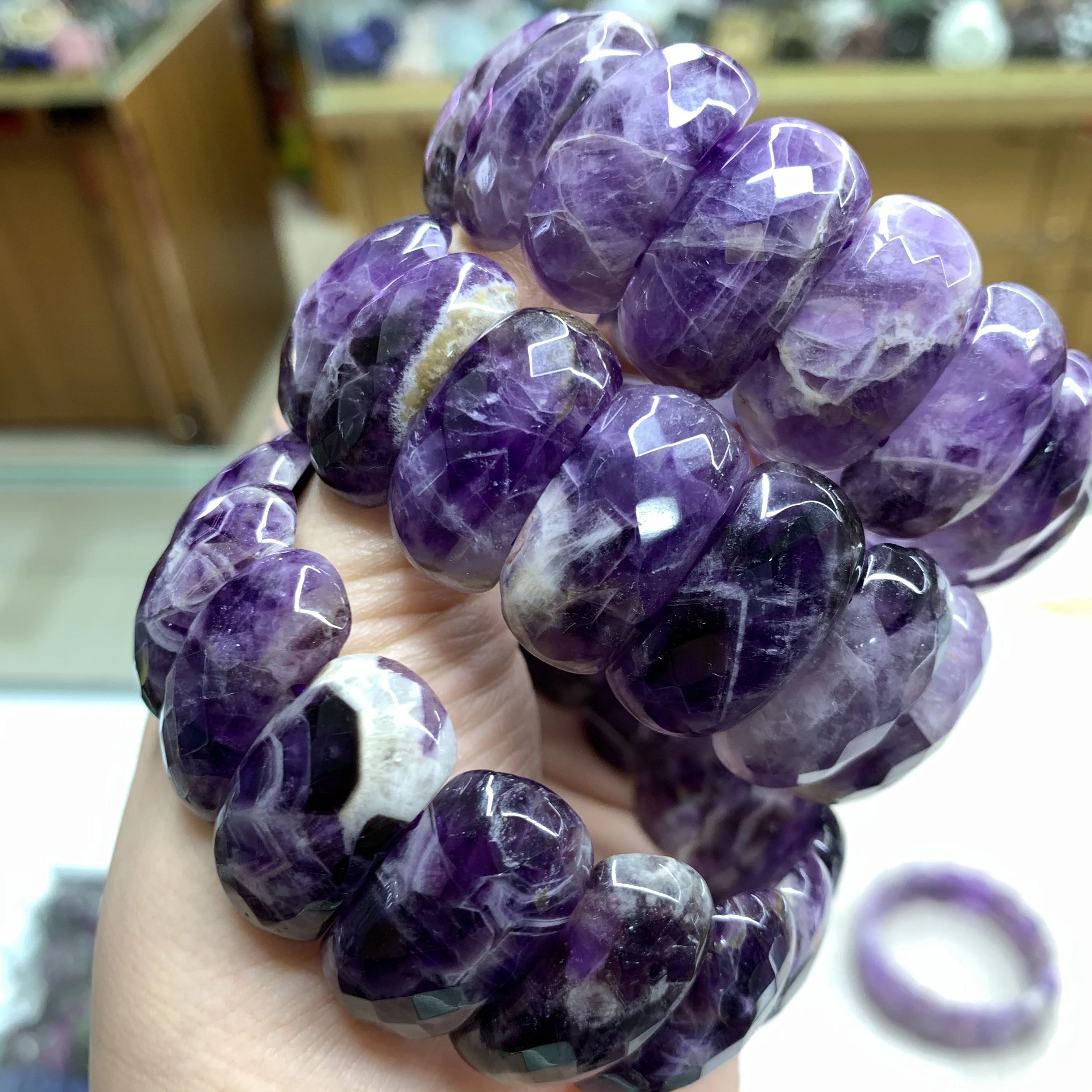 Natürliches Amethyst-Edelstein-Armband, Perlenschmuck, Energie – Bild 4