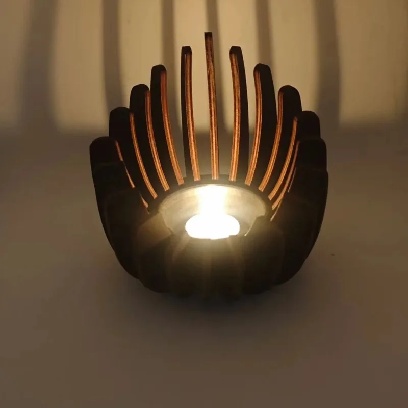Lotus Holz-Kerzenhalter Handgefertigter Teelicht-Tischschmuck Hochzeit – Bild 5